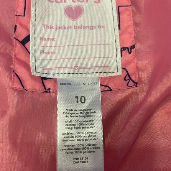 Carter’s Pink Rain Jacket w/ Blue Dinosaur Print Girls 10 - Picture 6 of 6